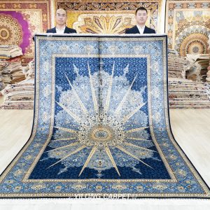Turkish Rug Handmade Carpet Silk Blue Oriental Rug 6x9ft