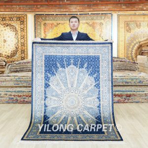 Turkish Carpet Blue Oriental Handmade Area Silk Rug 4x6ft