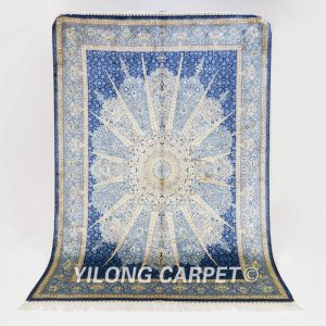 Turkish Carpet Oriental Silk Rug Blue Handmade Carpet 5x7ft
