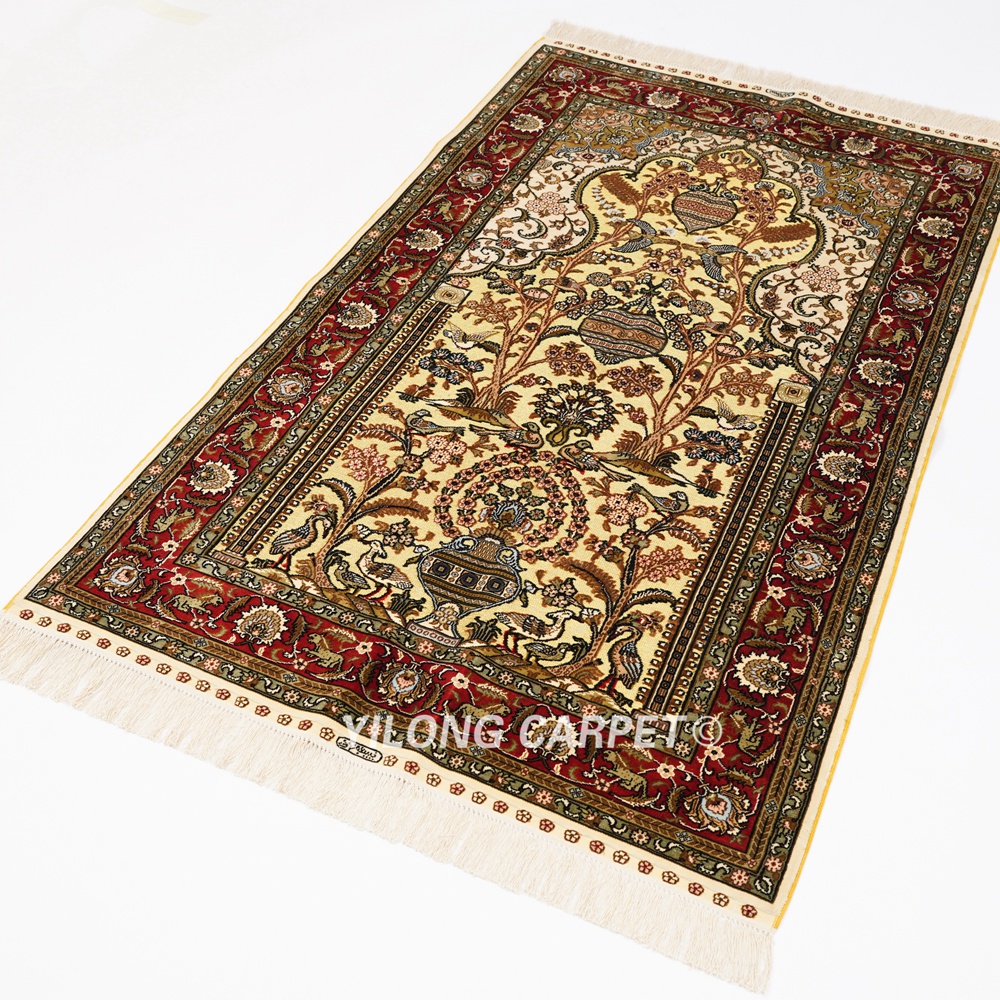 新品Yilong 300Lines Classic Handmade Silk Persian Rugs Vintage
