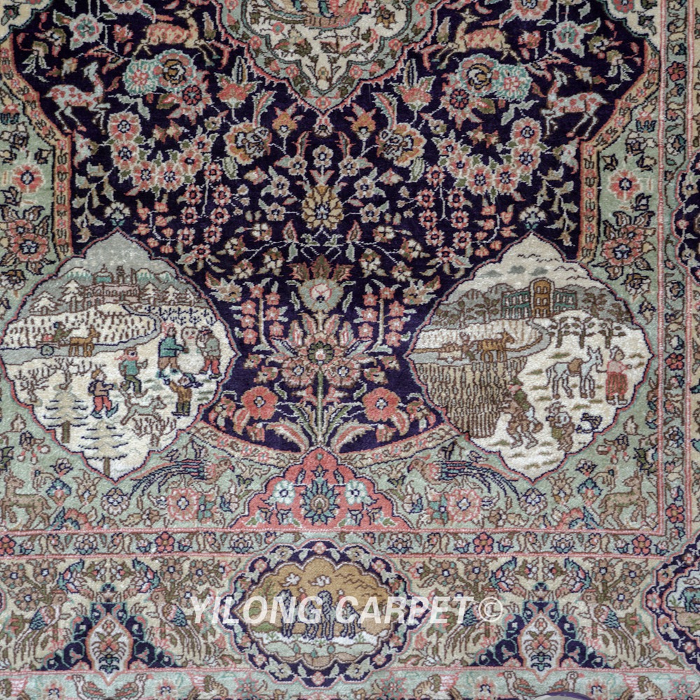 2.5'x4' Handknotted Silk Carpet Classic Tapestry Home Decor Area Rug WY221C