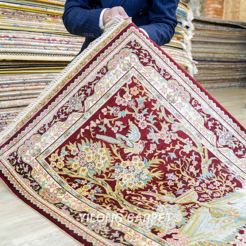 新品Yilong 300Lines Classic Handmade Silk Persian Rugs Vintage