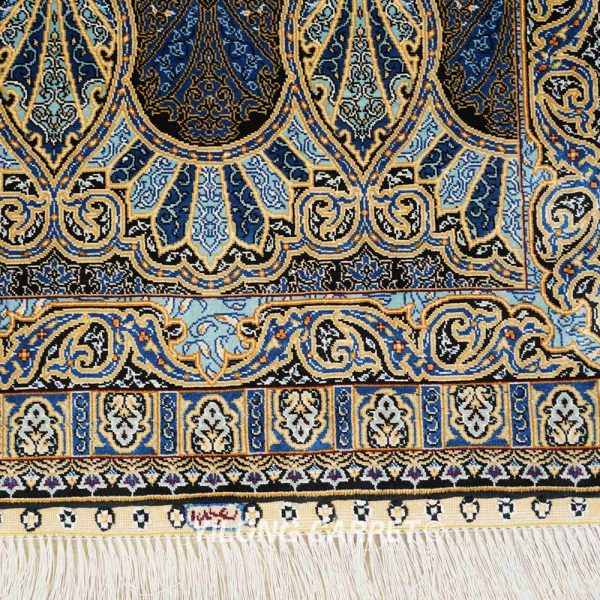 Turkish Rug Small Blue Hand Knotted Silk Oriental Rug 2x3ft