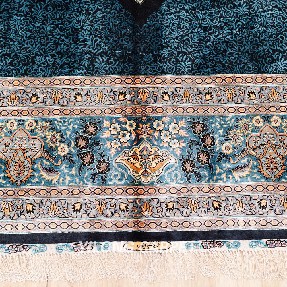 Turkish Rug Hand Knotted Blue Silk Classic Oriental Carpet 9x12ft Sold Out - Image 5