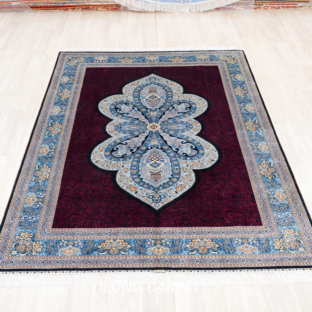 Turkish Oriental Silk Rug Red Hand Knotted Silk Carpet 5x7ft Sold Out - Image 3