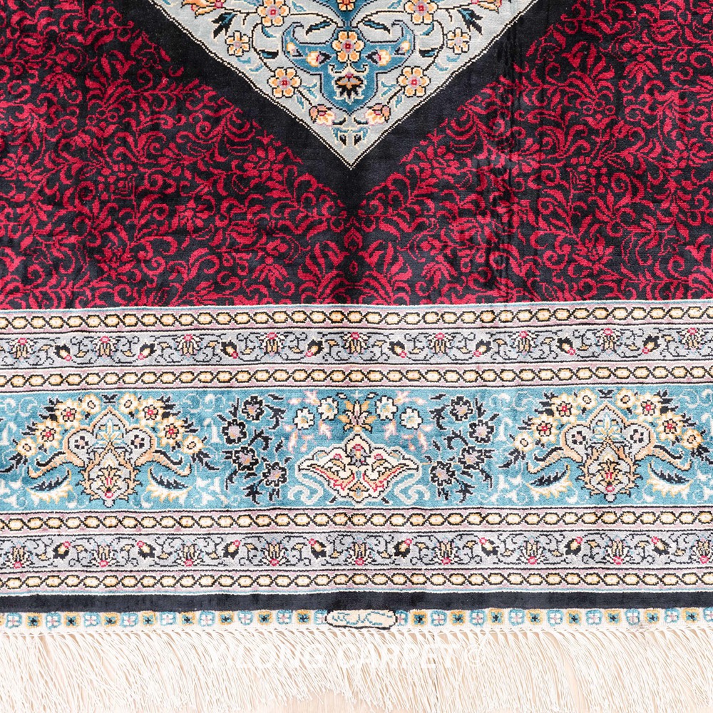 Turkish Oriental Silk Rug Red Hand Knotted Silk Carpet 5x7ft Sold Out - Image 5