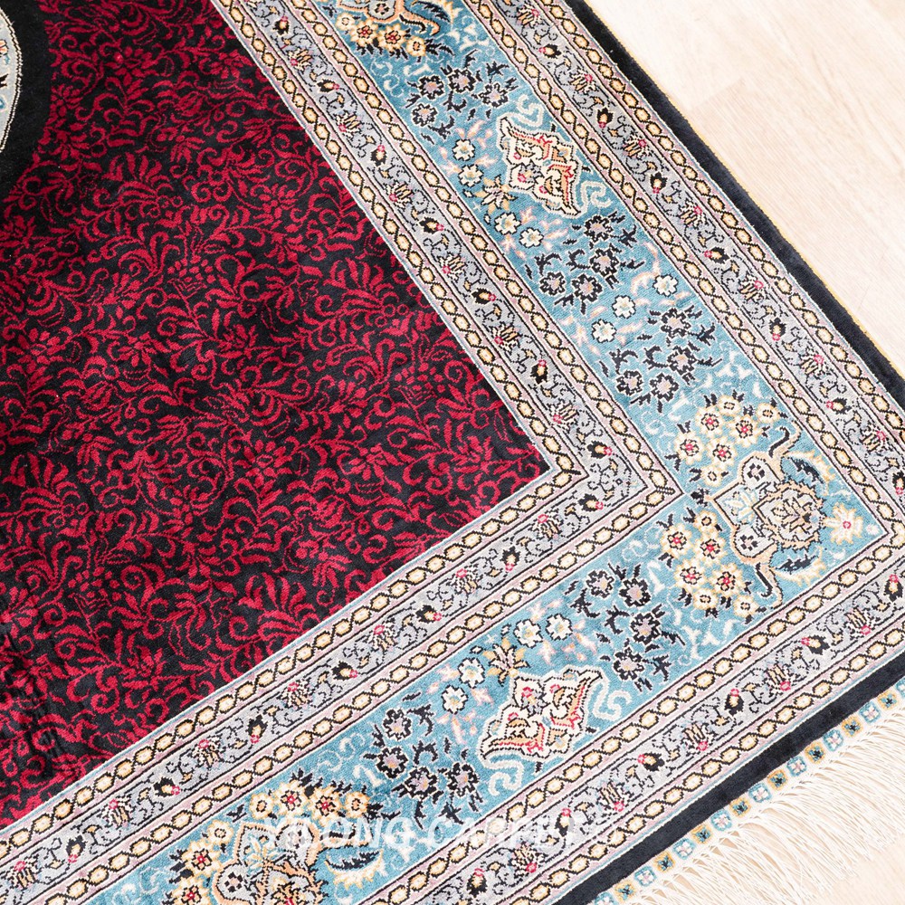 Turkish Oriental Silk Rug Red Hand Knotted Silk Carpet 5x7ft Sold Out - Image 6