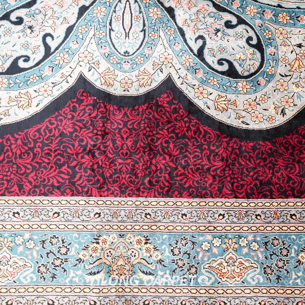 Turkish Oriental Silk Rug Red Hand Knotted Silk Carpet 5x7ft Sold Out - Image 8