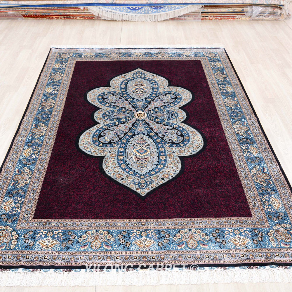 Turkish Silk Rug Red Handmade Carpet Silk Oriental Rug 6x9ft Sold Out - Image 3