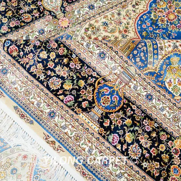 Persian Rug Hand Knotted Blue Silk Villa Carpet 7x10ft - Yilong