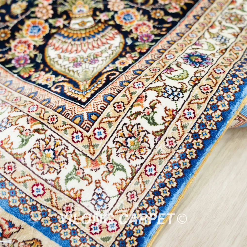 Y3047 中国 Keshan ウール 手織 絨毯 大判 213×137㎝ Y3047 中国