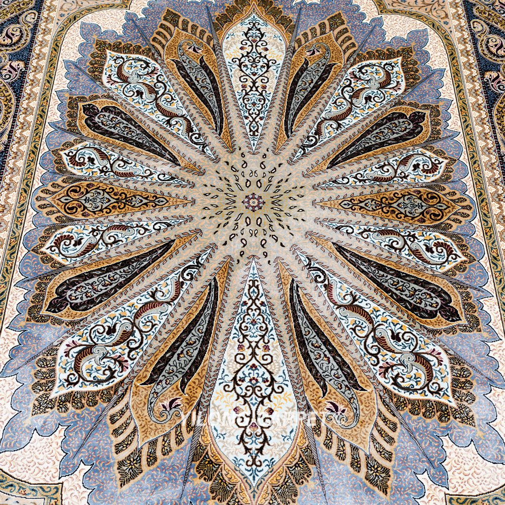 Grey Peacock Design Turkish Oriental Silk Rug Hand Knotted Carpet 5x7ft Sold Out - Image 4