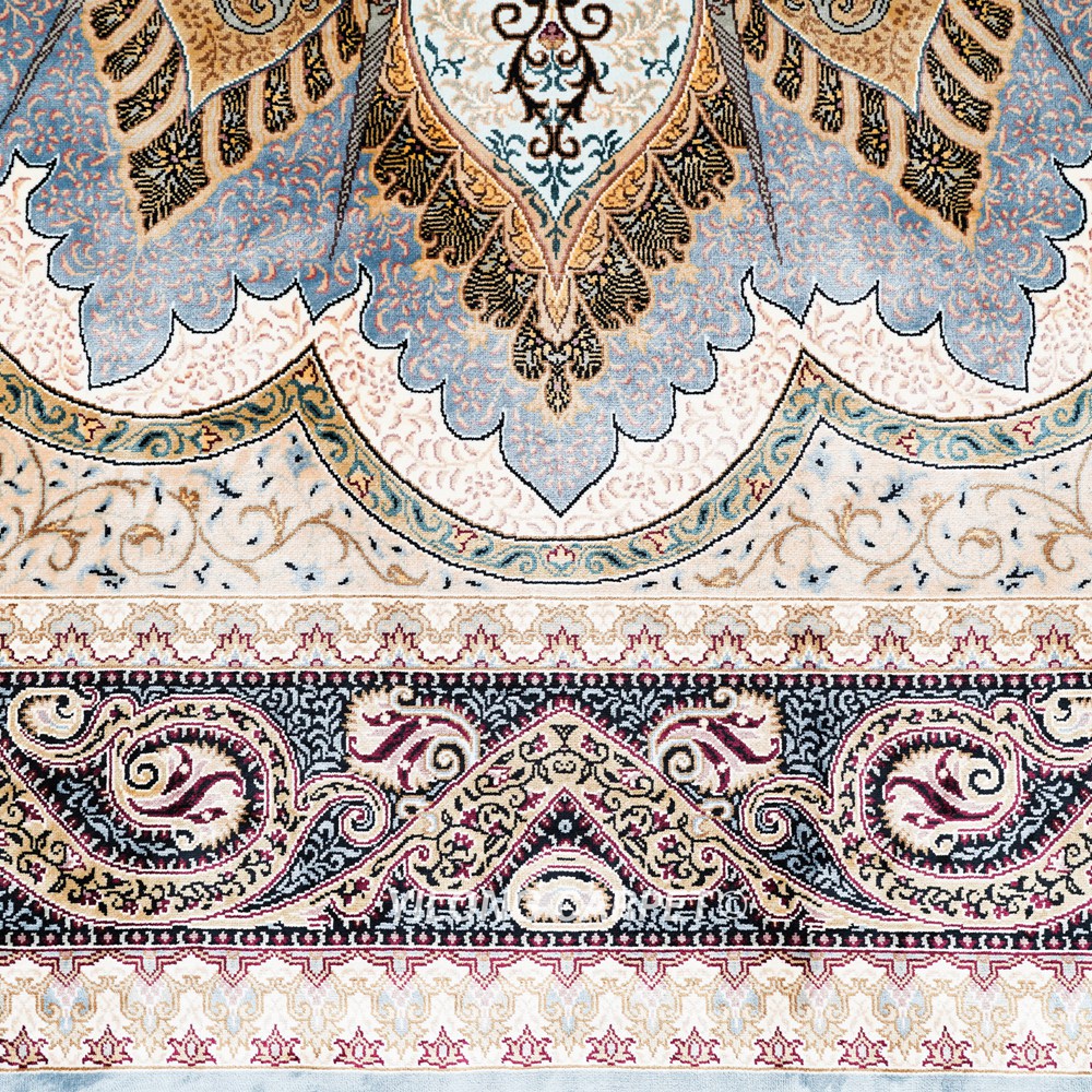 Grey Peacock Design Turkish Oriental Silk Rug Hand Knotted Carpet 5x7ft Sold Out - Image 5