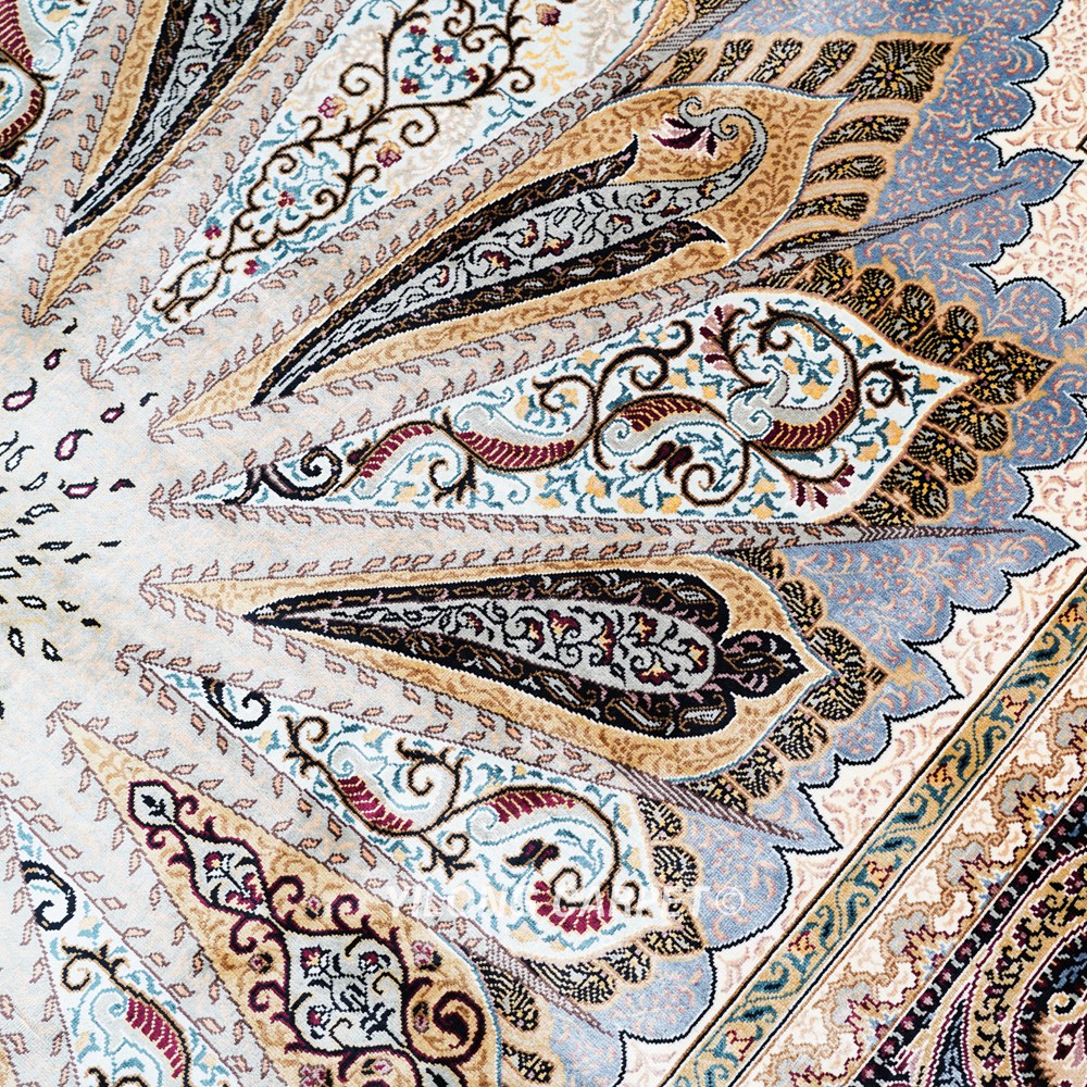 Grey Peacock Design Turkish Oriental Silk Rug Hand Knotted Carpet 5x7ft Sold Out - Image 6