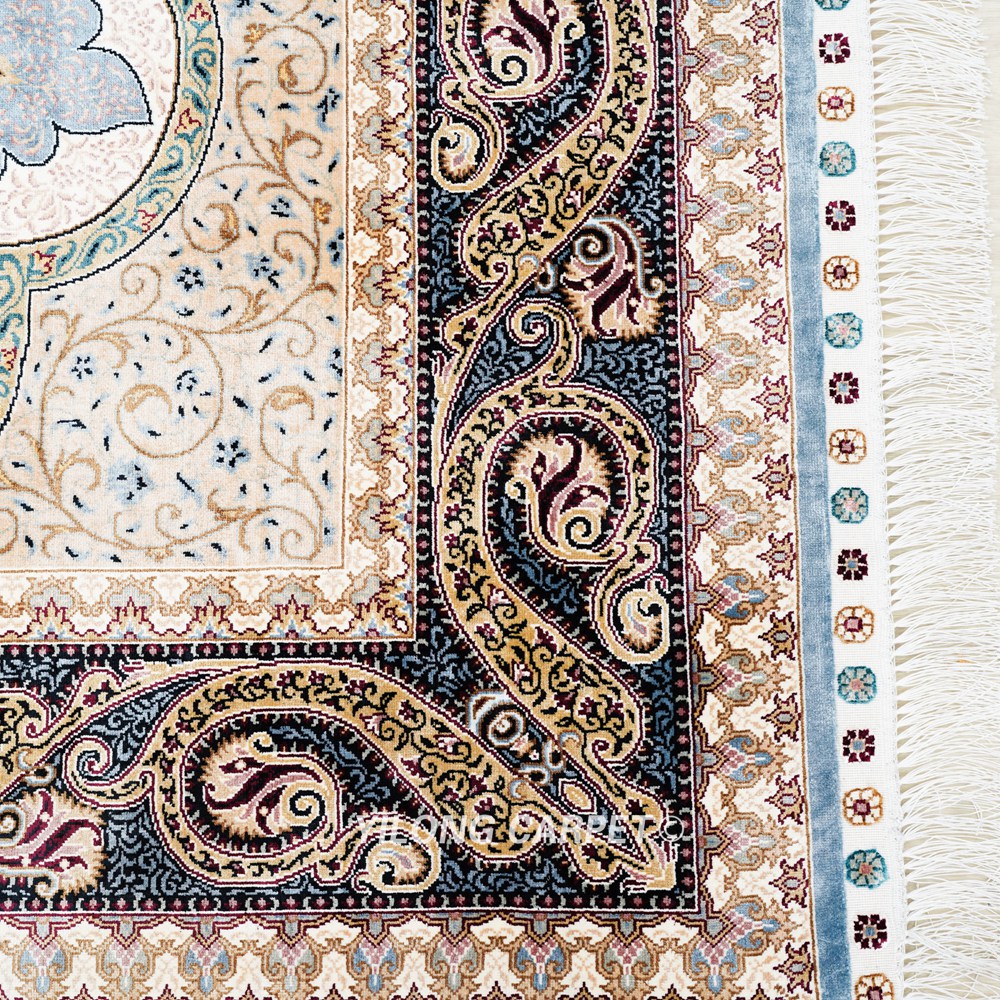 Grey Peacock Design Turkish Oriental Silk Rug Hand Knotted Carpet 5x7ft Sold Out - Image 7