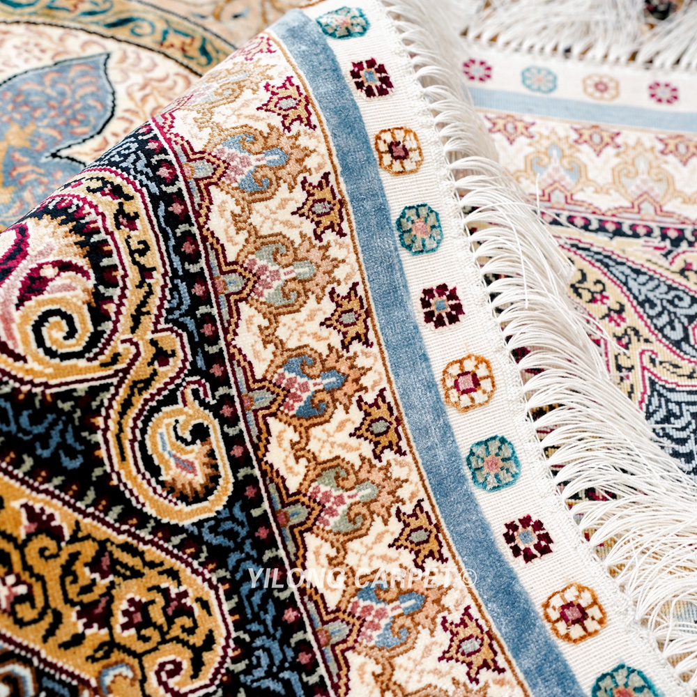 Grey Peacock Design Turkish Oriental Silk Rug Hand Knotted Carpet 5x7ft Sold Out - Image 9