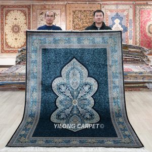 Turkish Oriental Silk Rug Blue Hand Knotted Silk Carpet 5x7ft Sold Out