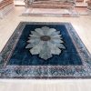 Turkish Carpet Handmade Blue Silk Classic Oriental Carpet 9x12ft - Image 3