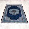 Turkish Rug Dark Blue Handmade Silk Villa Rug 4x6ft - Image 3