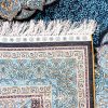 Turkish Rug Dark Blue Handmade Silk Villa Rug 4x6ft - Image 9