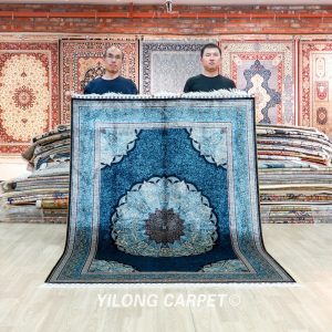 Turkish Carpet Blue Oriental Silk Rug Handmade Rug 5x7ft