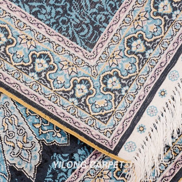 Turkish Rug Small Oriental Blue Hand Knotted Silk Rug 2x3ft