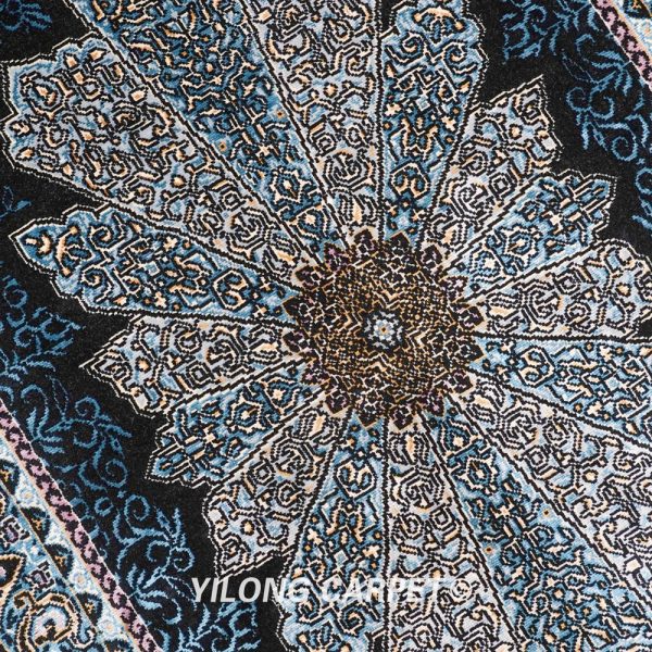 Blue Turkish Rug Small Oriental Hand Knotted Silk Rug 2x4ft