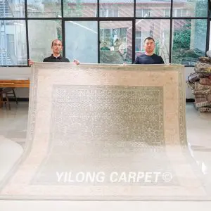 Hand Tufted Wool Silk Rug Modern Carpet 7.9x9.8ft