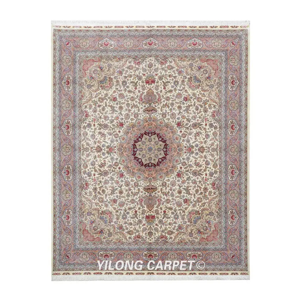 Kashmir Pure Silk Floral Carpet Oriental Handmade Silk Carpet 8x10ft