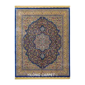 Kashmir Pure Silk Carpet Handmade Silk Rose Design Carpet 8x10ft