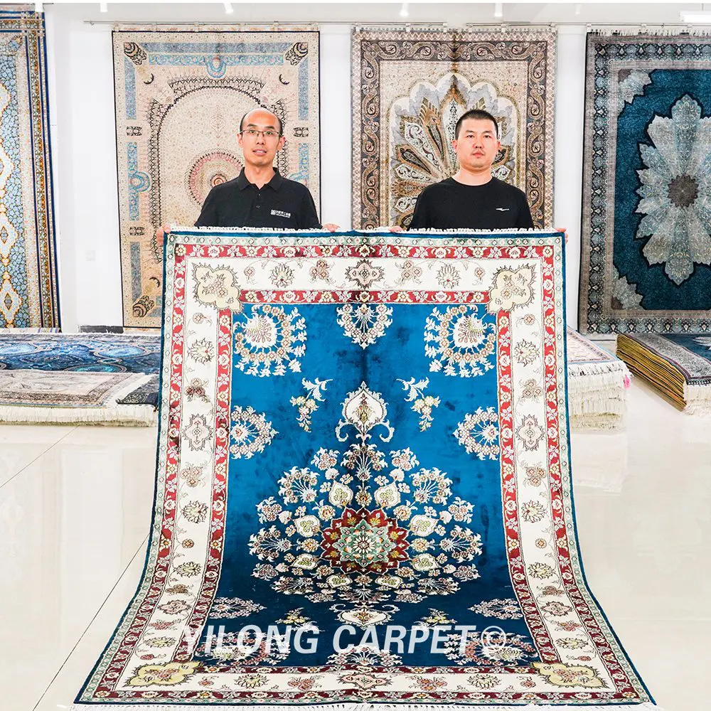 Pakistan Silk Rug Antique Handmade Oriental Silk Rug 5x8ft