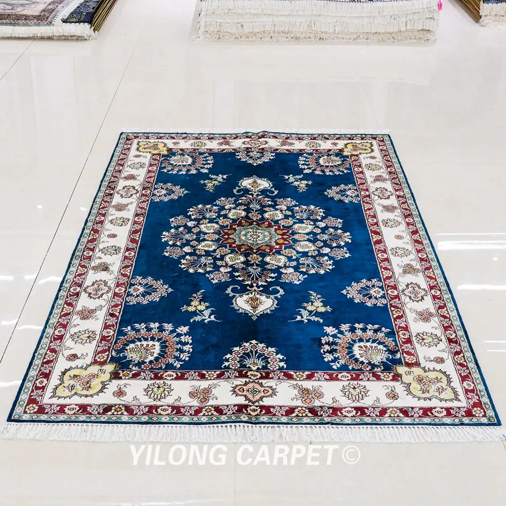 Pakistan Silk Rug Antique Handmade Oriental Silk Rug 5x8ft - Image 3