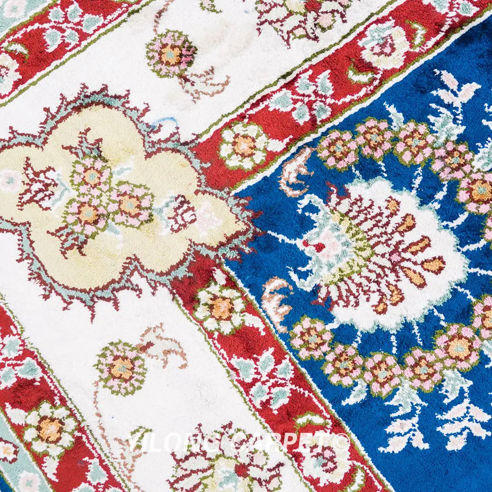 Pakistan Silk Rug Antique Handmade Oriental Silk Rug 5x8ft - Image 5