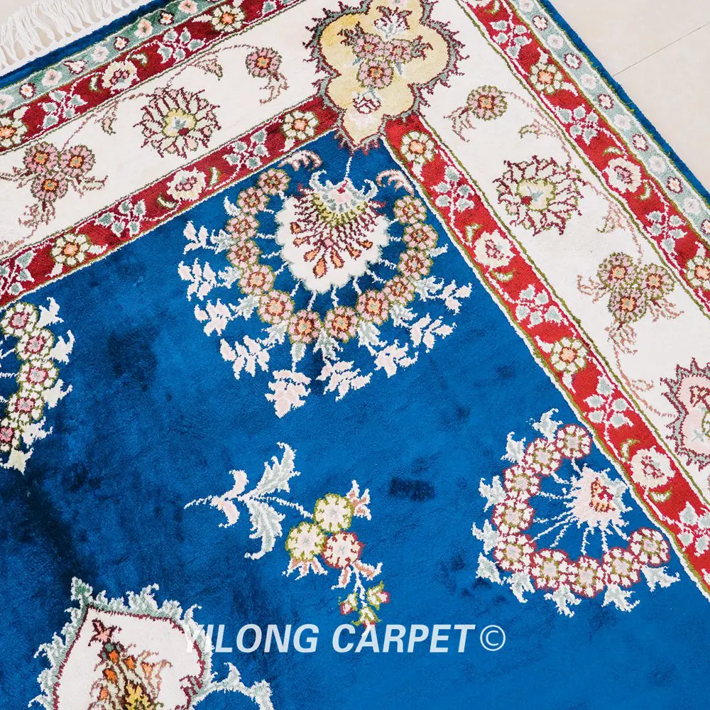 Pakistan Silk Rug Antique Handmade Oriental Silk Rug 5x8ft - Image 8