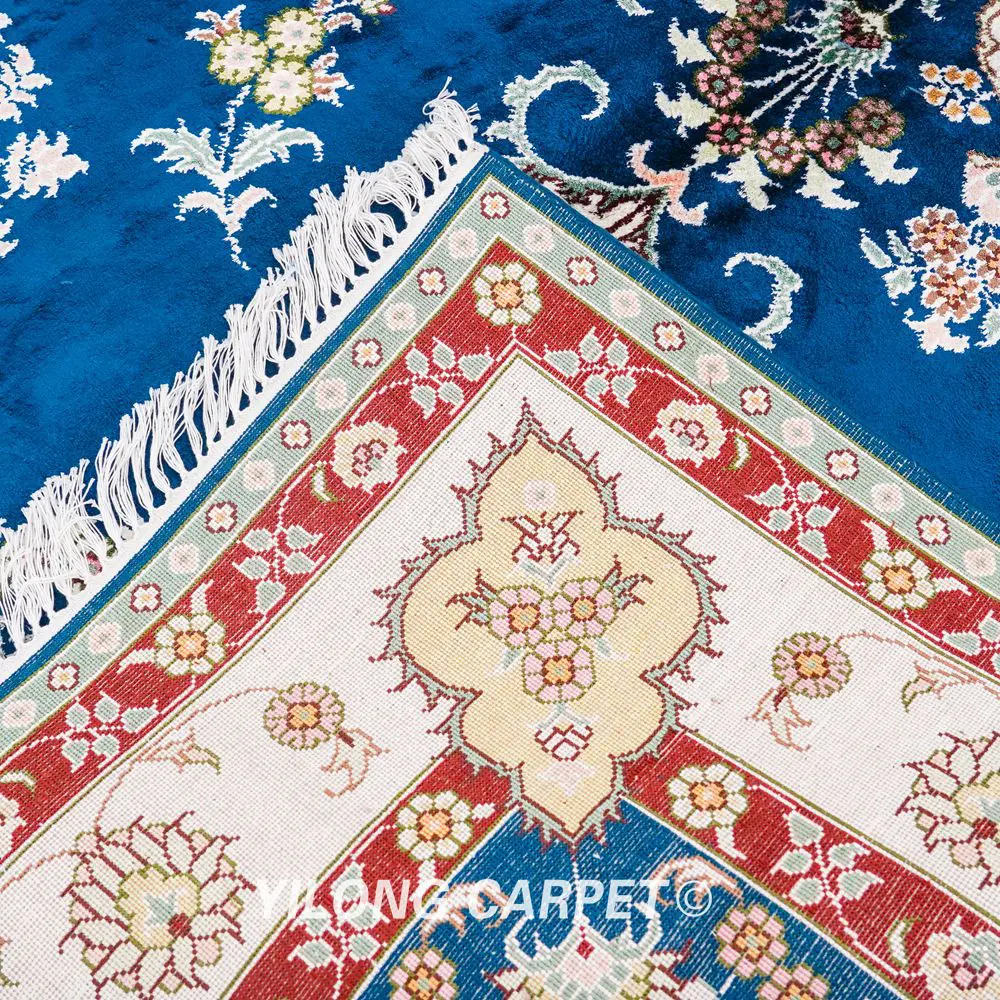 Pakistan Silk Rug Antique Handmade Oriental Silk Rug 5x8ft - Image 9