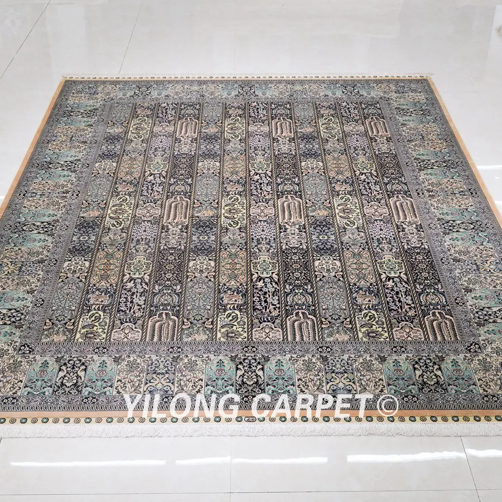 Kashmir Pure Silk Carpet Four Season Handmade Silk Floral Carpet 8x10.23ft - Image 3