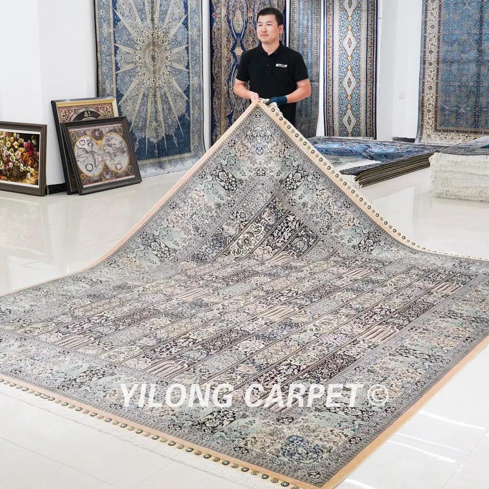 Kashmir Pure Silk Carpet Four Season Handmade Silk Floral Carpet 8x10.23ft - Image 10