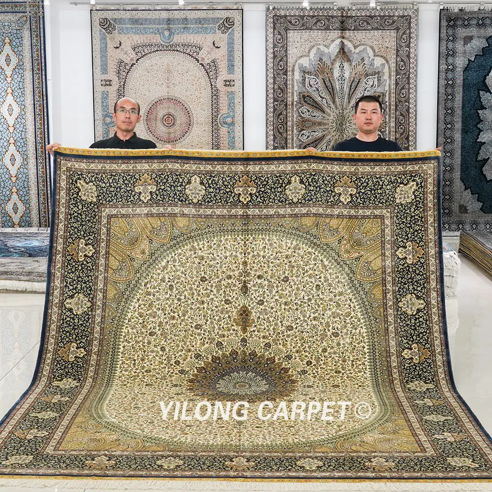 Oriental Persian Carpet Handmade Silk Room Beige Carpet 8x10ft