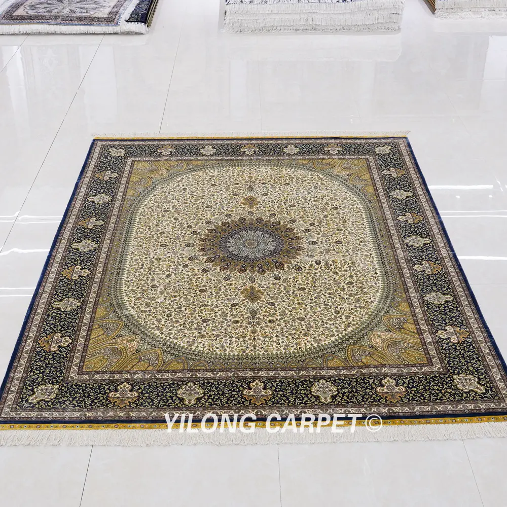 Oriental Persian Carpet Handmade Silk Room Beige Carpet 8x10ft - Image 3