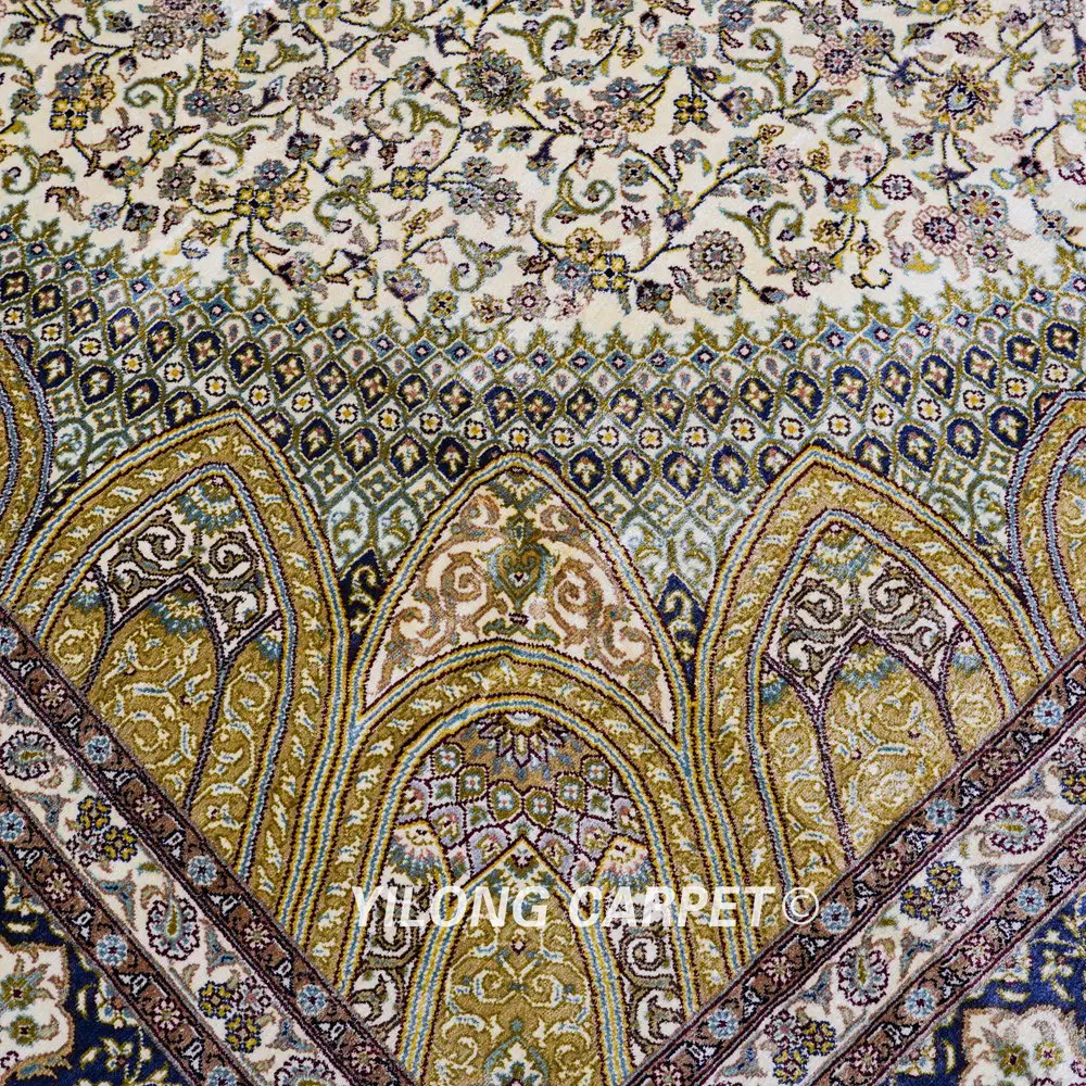 Oriental Persian Carpet Handmade Silk Room Beige Carpet 8x10ft - Image 5