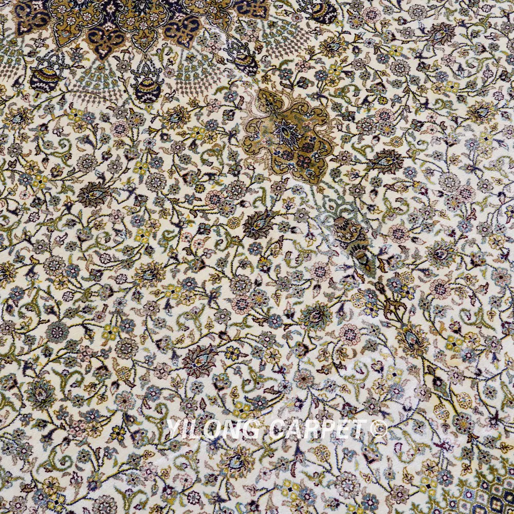 Oriental Persian Carpet Handmade Silk Room Beige Carpet 8x10ft - Image 6