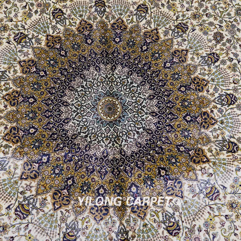 Oriental Persian Carpet Handmade Silk Room Beige Carpet 8x10ft - Image 7