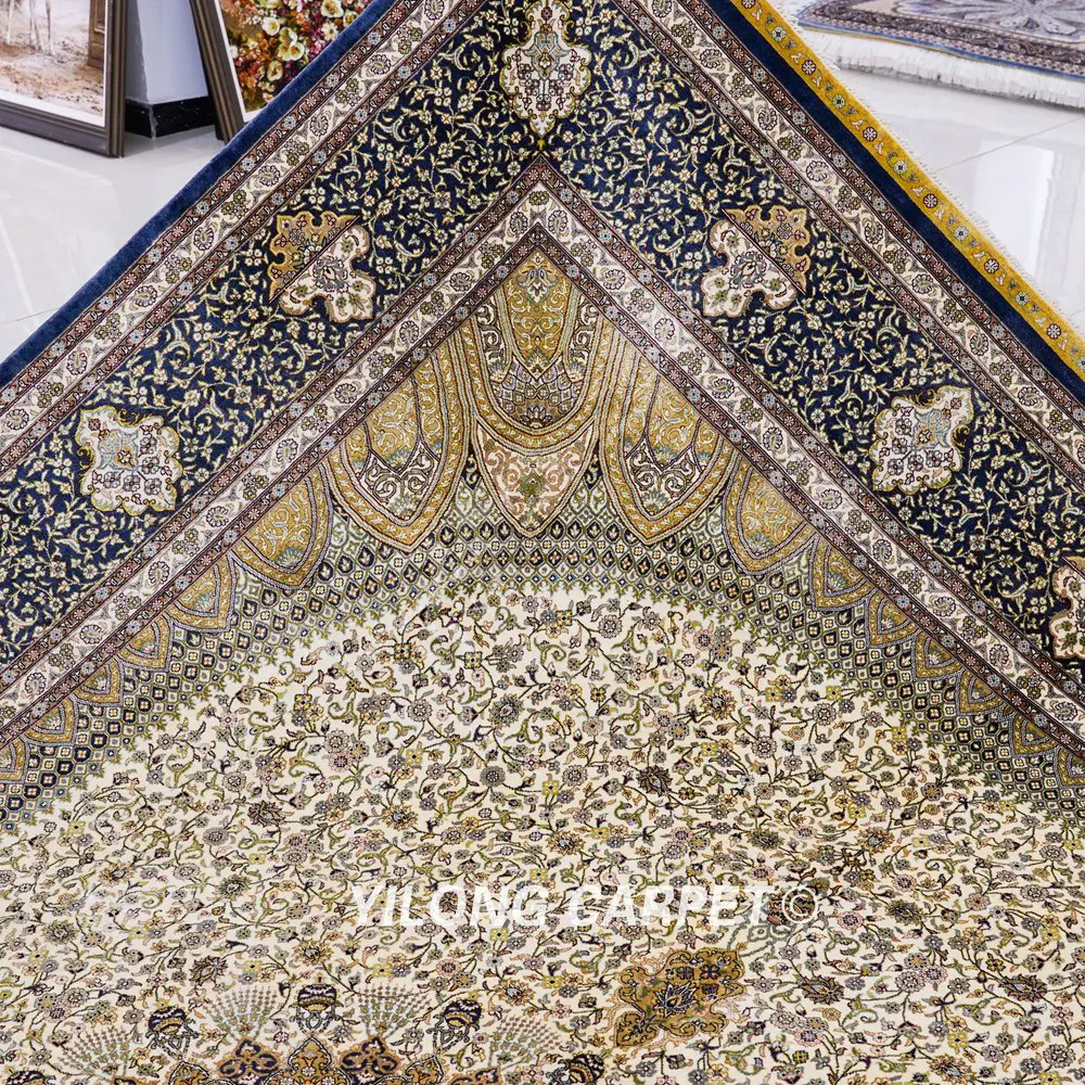 Oriental Persian Carpet Handmade Silk Room Beige Carpet 8x10ft - Image 8