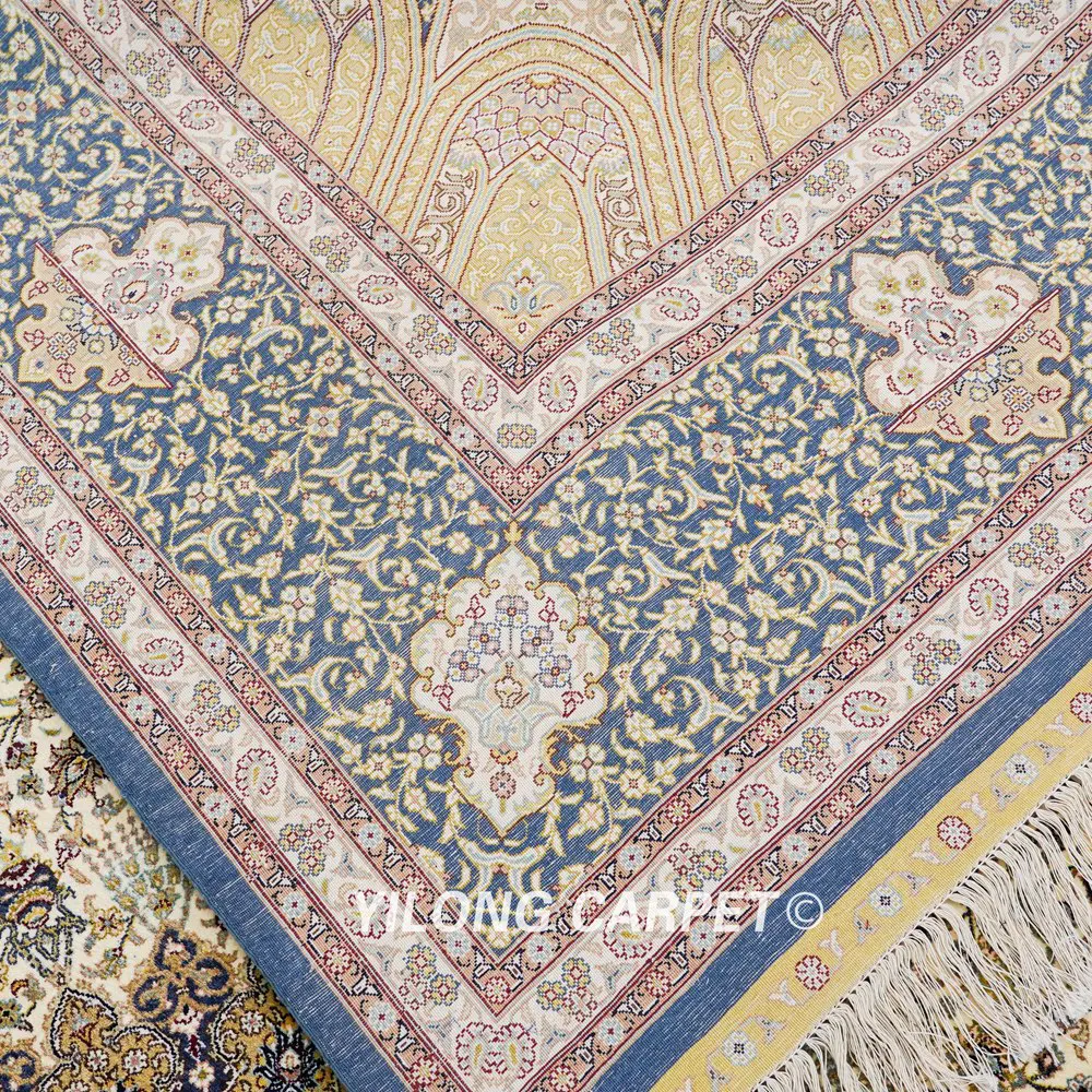 Oriental Persian Carpet Handmade Silk Room Beige Carpet 8x10ft - Image 9