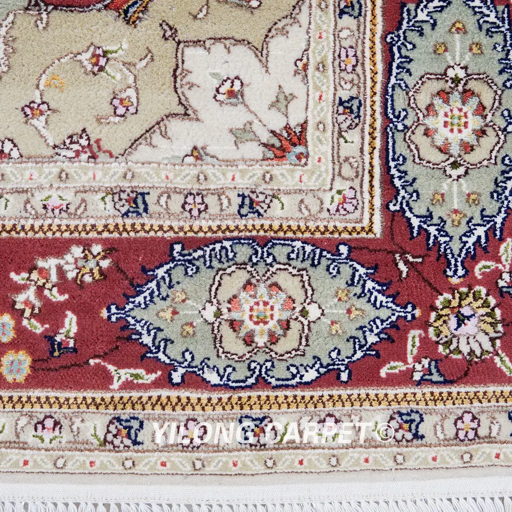 Persian Isfahan Wool Rug Silk Handmade Traditional Beige Area Carpet 5x8ft - Image 4