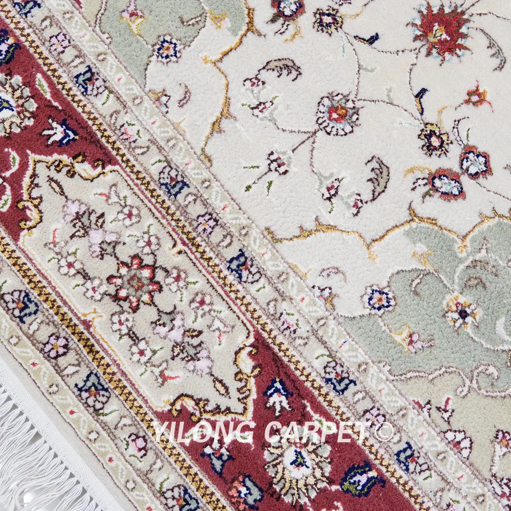 Persian Isfahan Wool Rug Silk Handmade Traditional Beige Area Carpet 5x8ft - Image 5