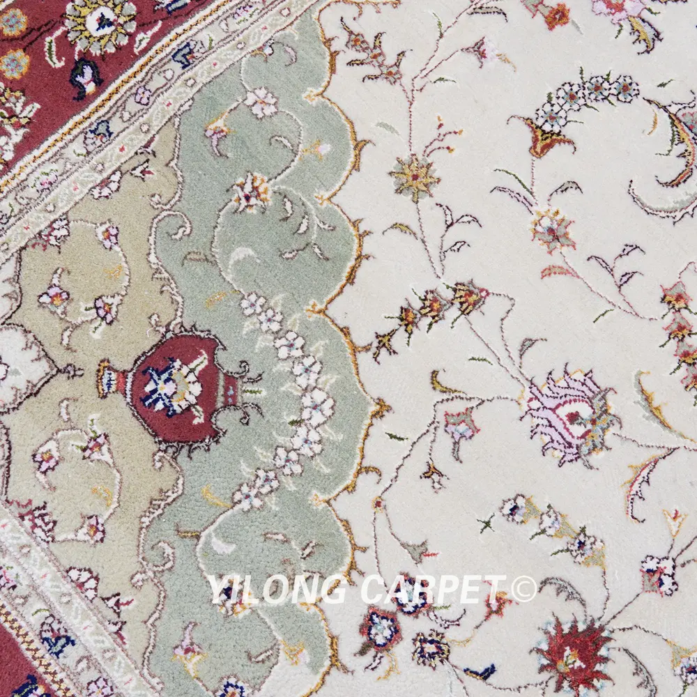 Persian Isfahan Wool Rug Silk Handmade Traditional Beige Area Carpet 5x8ft - Image 6