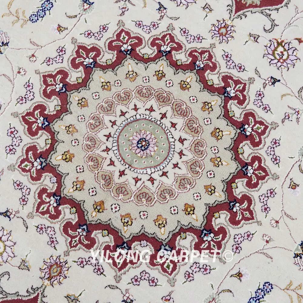 Persian Isfahan Wool Rug Silk Handmade Traditional Beige Area Carpet 5x8ft - Image 7