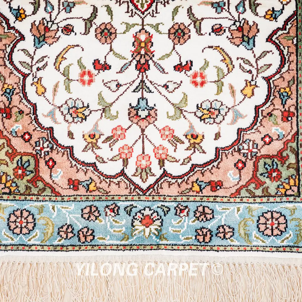 Persian Rug Runner Light Blue Floral Hand Knotted Silk Rug 2.5x6ft - Image 4