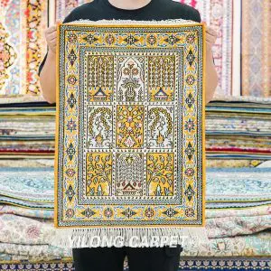 Four Season Design Hand Knotted Silk Rug 1.5x2ft